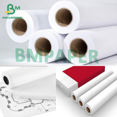 इंजीनियरिंग के लिए 24&quot; X 150' 20lb CAD अनकोटेड प्लॉटर पेपर ब्राइट व्हाइट कलर