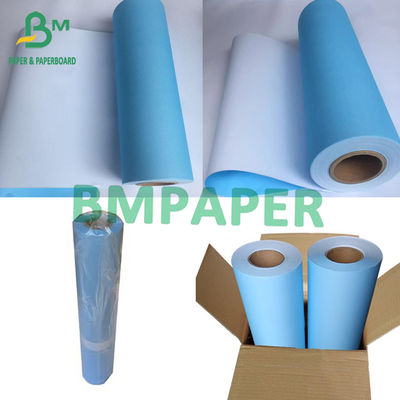 80gsm इंकजेट प्रिंटर पेपर ब्लूप्रिंट एक तरफ नीला, एक तरफ सफेद 880mm X 50m 100m 150m रोल कोर 2&quot;